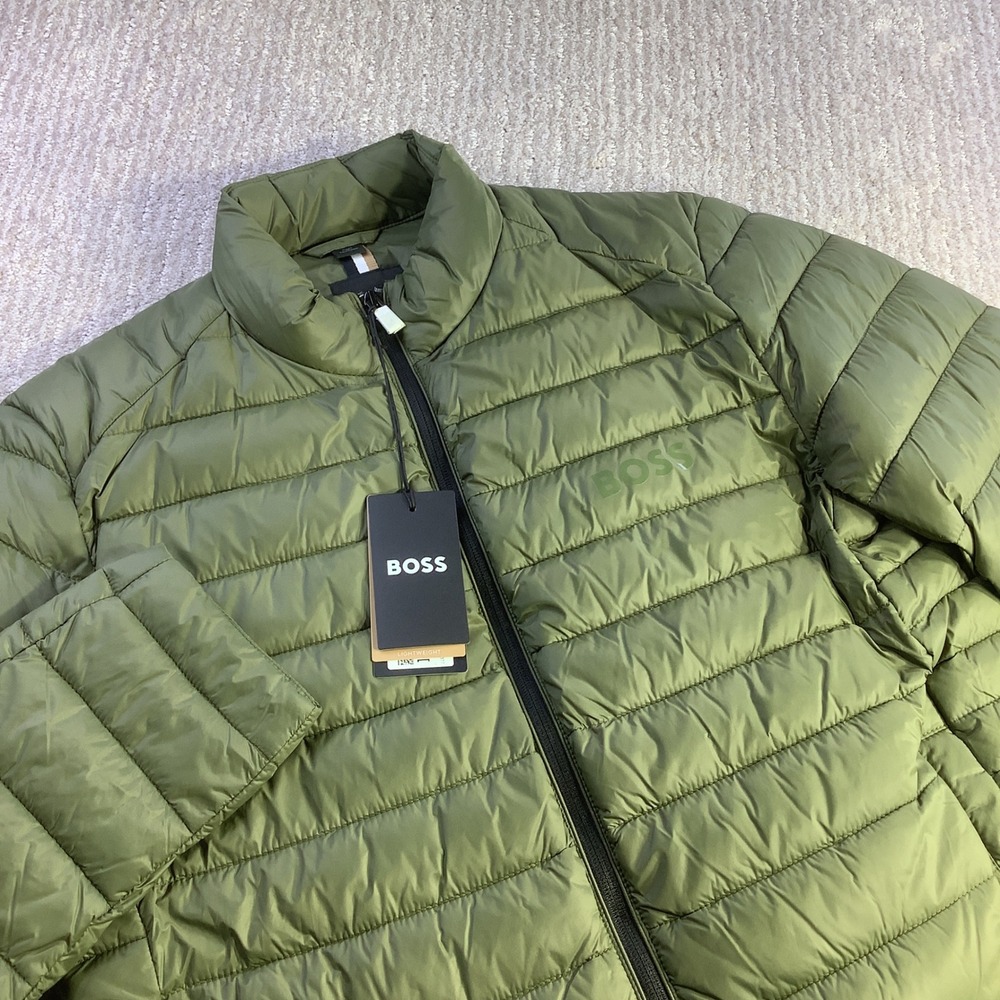 Hugo Boss Calanos Olive Green Lightweight Puffer Jacket Size 40R NWT